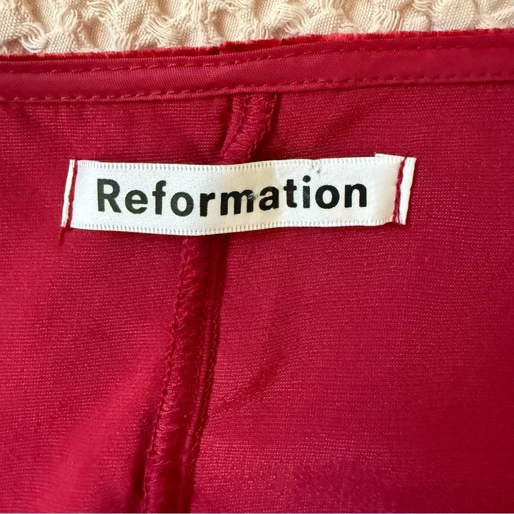 Reformation Crimini Velvet Midi Dress Red Slit Holiday Cocktail Dress S - Picture 5 of 11